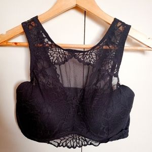 High neck floral lace padded bralette